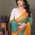 Dark green georgette printed zari work saree with blouse