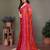 Red georgette printed zari work saree with blouse