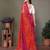 Red georgette printed zari work saree with blouse