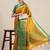 Gold blended cotton woven zari work saree with blouse