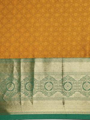 Gold blended cotton woven zari work saree with blouse 5