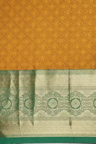 Gold blended cotton woven zari work saree with blouse