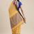 Yellow blended cotton woven zari work saree with blouse