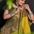 Green blended cotton woven zari work saree with blouse