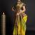 Green blended cotton woven zari work saree with blouse