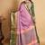 Pink green blended cotton woven zari work saree with blouse