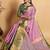 Pink green blended cotton woven zari work saree with blouse