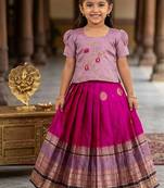 Kids silk zari weaving work lehenga choli