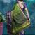 Dark green pure silk woven zari work saree with blouse