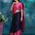 Dark blue pure silk woven zari work saree with blouse