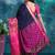 Dark blue pure silk woven zari work saree with blouse