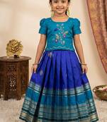 Kids silk zari weaving work lehenga choli