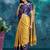 Yellow pure silk woven zari work saree with blouse