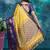Yellow pure silk woven zari work saree with blouse