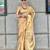 Beige gold tissue woven zari work saree with blouse