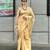 Beige gold tissue woven zari work saree with blouse