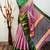 Pink blended cotton woven zari work saree with blouse