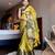 Light green blended cotton woven zari work saree with blouse