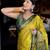 Light green blended cotton woven zari work saree with blouse