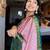 Pink blended cotton woven zari work saree with blouse
