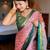 Pink blended cotton woven zari work saree with blouse