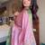 Pink blended cotton woven zari work saree with blouse