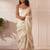 White linen printed zari work saree with blouse