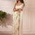 White linen printed zari work saree with blouse