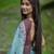 Dark blue brown linen printed zari work saree with blouse