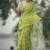Dark green linen printed zari work saree with blouse