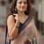 Pink linen printed zari work saree with blouse