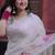White linen printed zari work saree with blouse