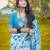 Light blue linen printed zari work saree with blouse