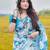 Light blue linen printed zari work saree with blouse