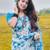 Light blue linen printed zari work saree with blouse