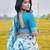 Light blue linen printed zari work saree with blouse