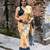 Orange linen printed zari work saree with blouse