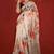 White linen printed zari work saree with blouse