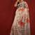 White linen printed zari work saree with blouse