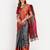 Grey blended cotton woven zari work saree with blouse