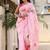 Pink linen printed zari work saree with blouse