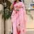 Pink linen printed zari work saree with blouse