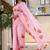 Pink linen printed zari work saree with blouse