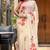 Beige linen printed zari work saree with blouse
