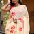 Beige linen printed zari work saree with blouse