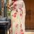 Beige linen printed zari work saree with blouse