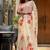 Beige linen printed zari work saree with blouse