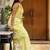 Yellow linen printed zari work saree with blouse