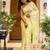 Yellow linen printed zari work saree with blouse