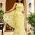 Yellow linen printed zari work saree with blouse